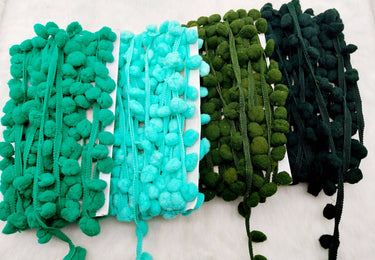9 yards x Wholesale Green Pom Pom Fringe Trim, Pompom Trimming, Tassels